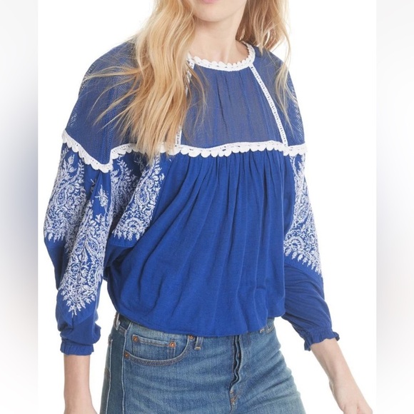 Free People Carly Embroidered Blouse Size S MSRP: $128.00 - Picture 10 of 11